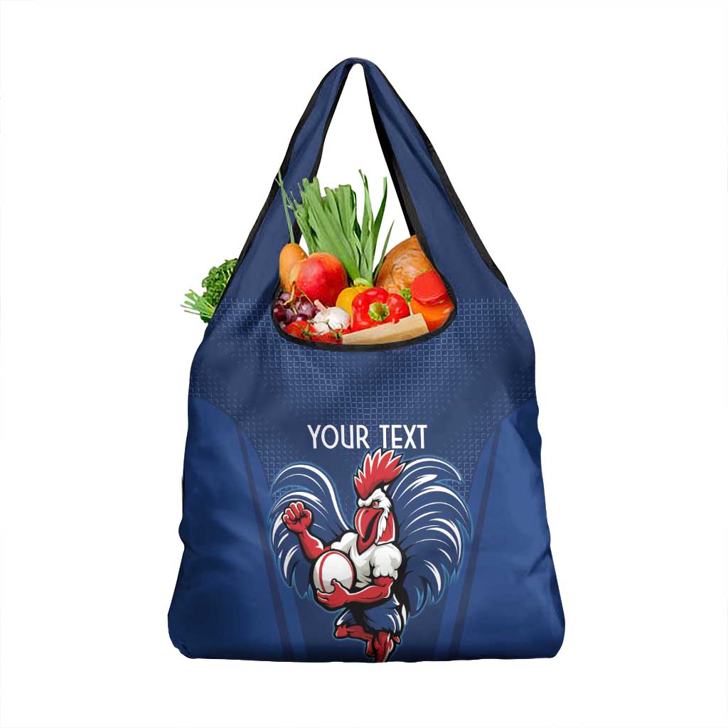 Custom France Rugby Grocery Bag Le XV de France Gallic Rooster