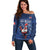 Custom France Rugby Off Shoulder Sweater Le XV de France Gallic Rooster - Wonder Print Shop