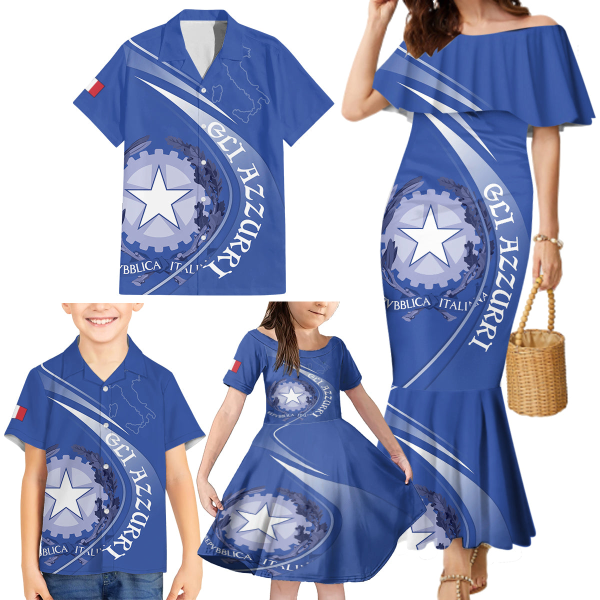 Custom Italy Rugby Family Matching Mermaid Dress and Hawaiian Shirt Come On Gli Azzurri LT9 - Wonder Print Shop