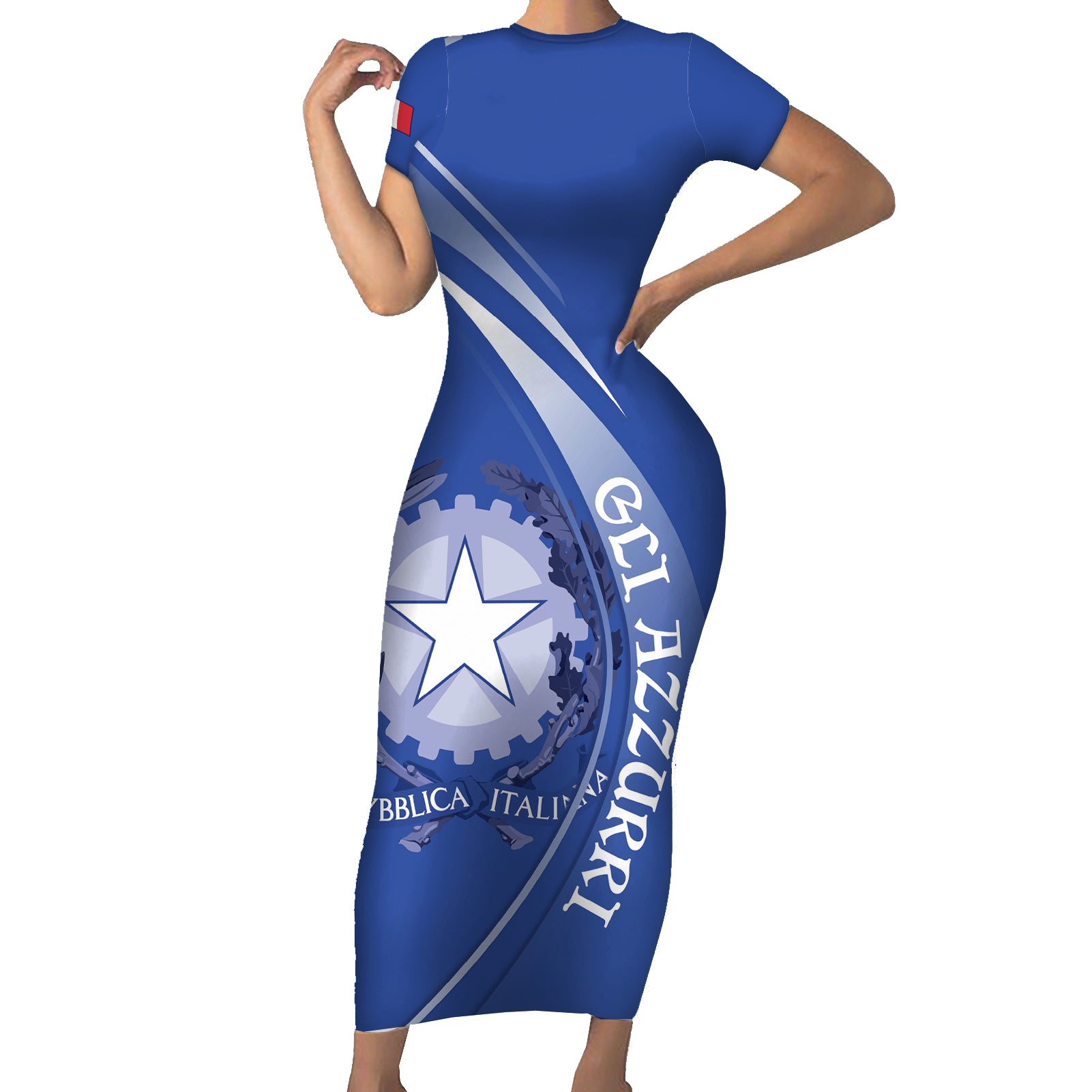 Custom Italy Rugby Short Sleeve Bodycon Dress Come On Gli Azzurri