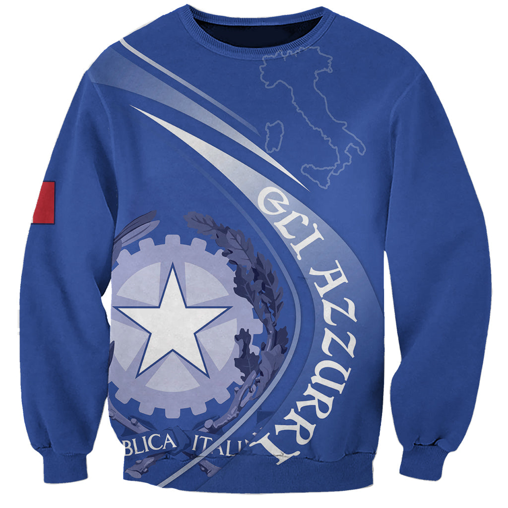 Unisex blue rugby sweatshirt with diagonal Italy graphic and white star emblem