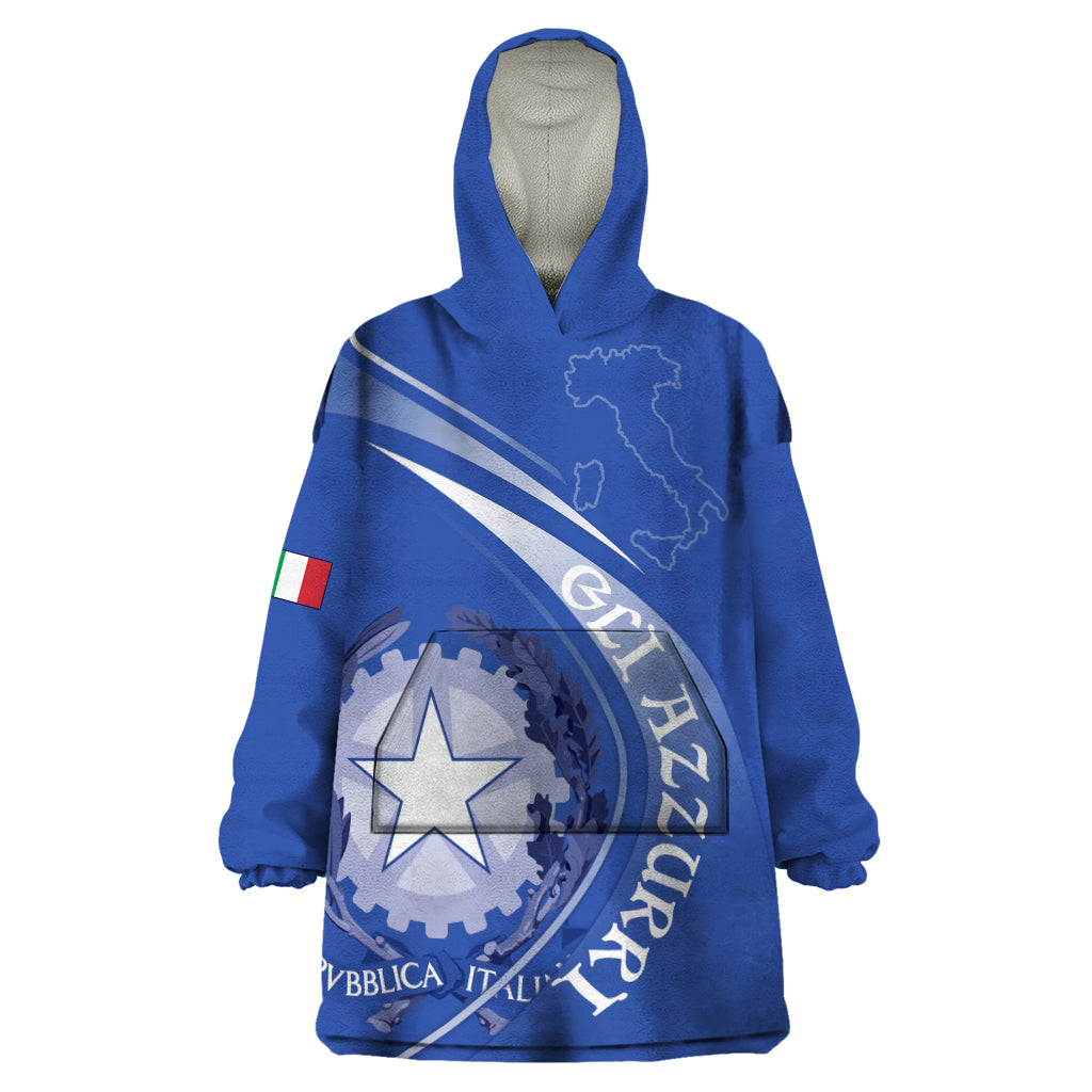 Custom Italy Rugby Wearable Blanket Hoodie Come On Gli Azzurri