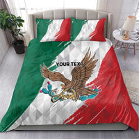 Eagle Devouring Snake Mexican Emblem Personalized Bedding Set Grunge Flag Style