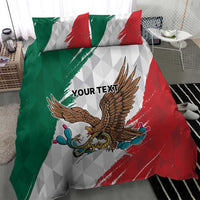 Eagle Devouring Snake Mexican Emblem Personalized Bedding Set Grunge Flag Style