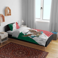 Eagle Devouring Snake Mexican Emblem Personalized Bedding Set Grunge Flag Style