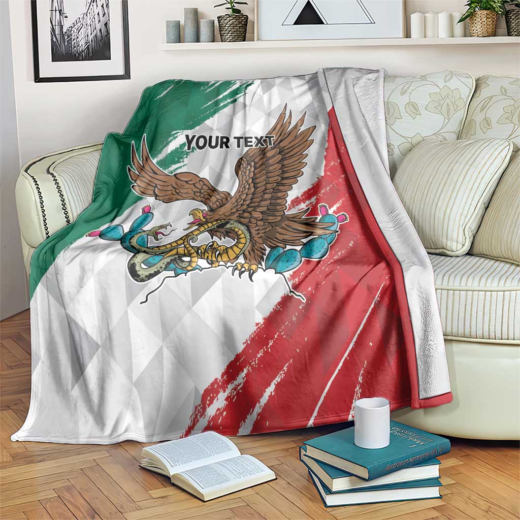 Eagle Devouring Snake Mexican Emblem Personalized Blanket Grunge Flag Style