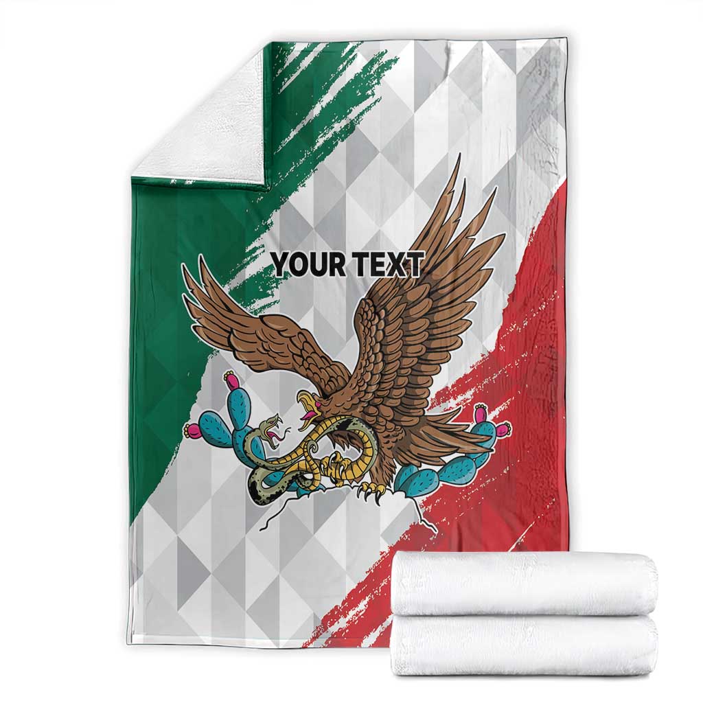 Eagle Devouring Snake Mexican Emblem Personalized Blanket Grunge Flag Style