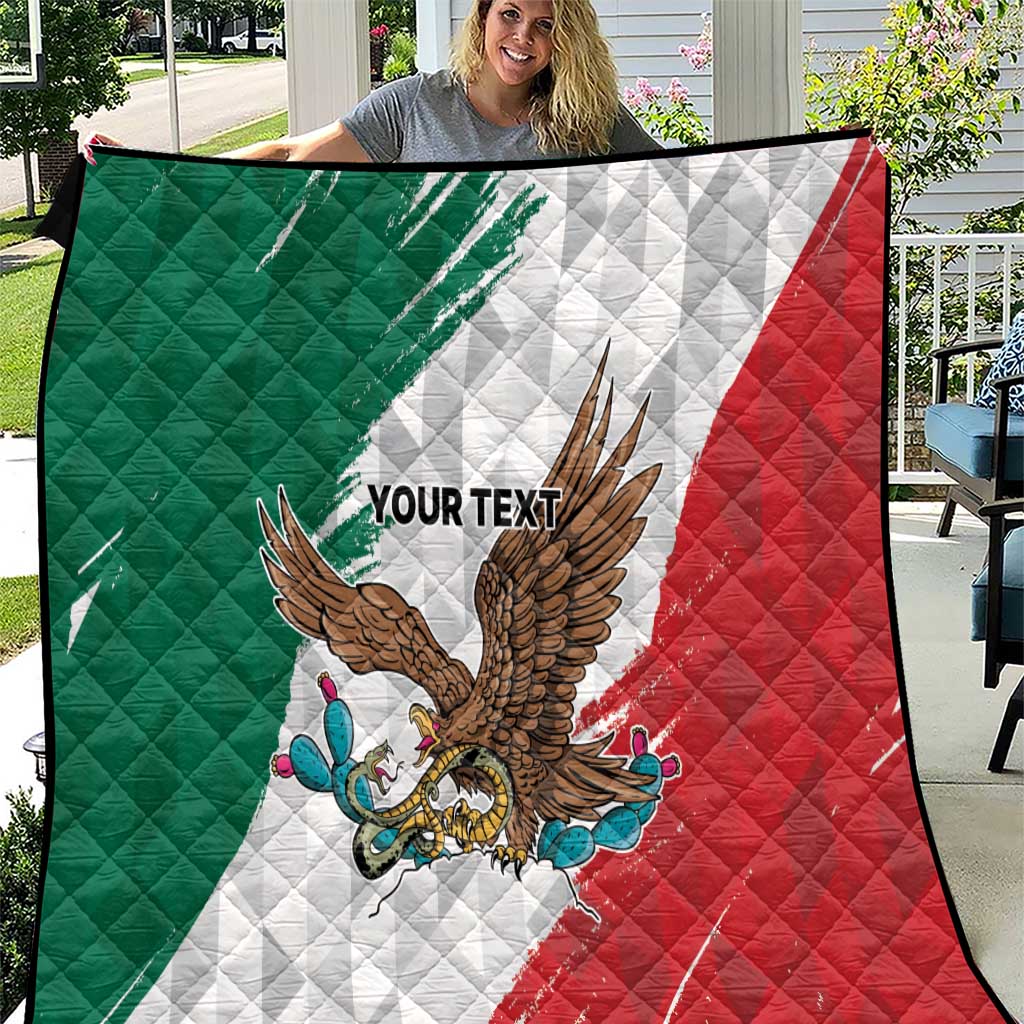 Eagle Devouring Snake Mexican Emblem Personalized Quilt Grunge Flag Style