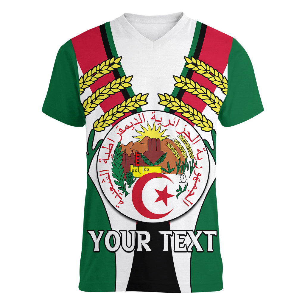 Custom African Women V Neck T Shirt Algeria Independence Day - Wonder Print Shop