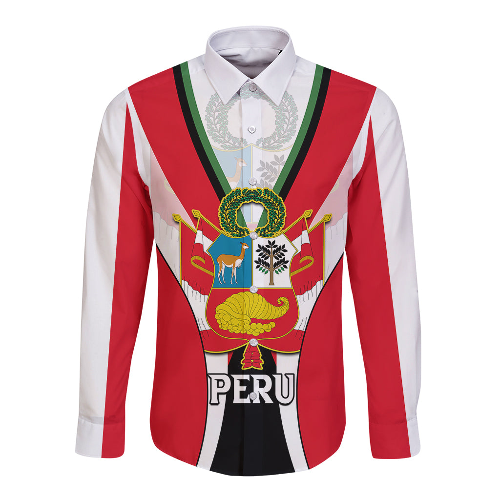 Peru Long Sleeve Button Shirt National Day - Wonder Print Shop