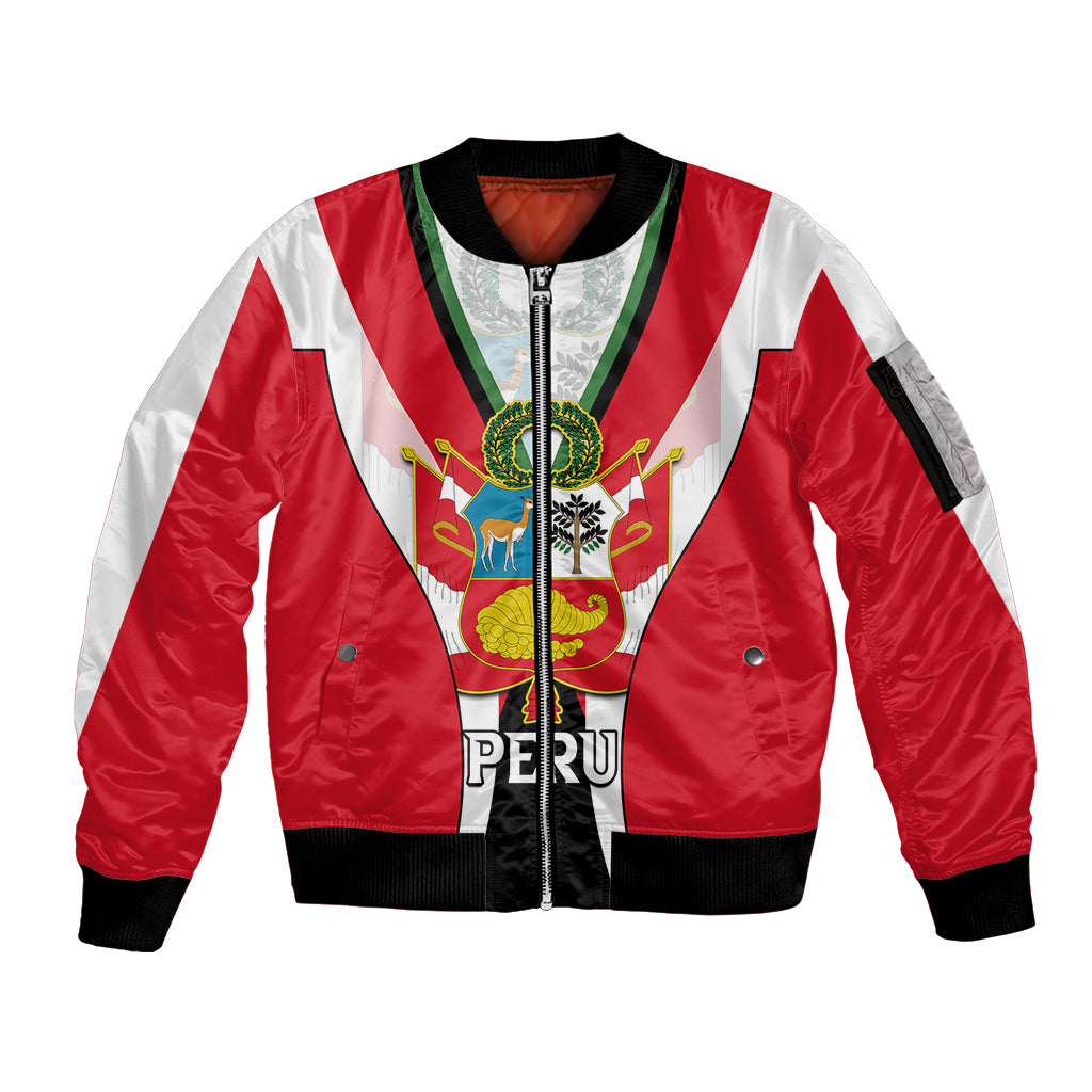 Peru Sleeve Zip Bomber Jacket National Day - Wonder Print Shop