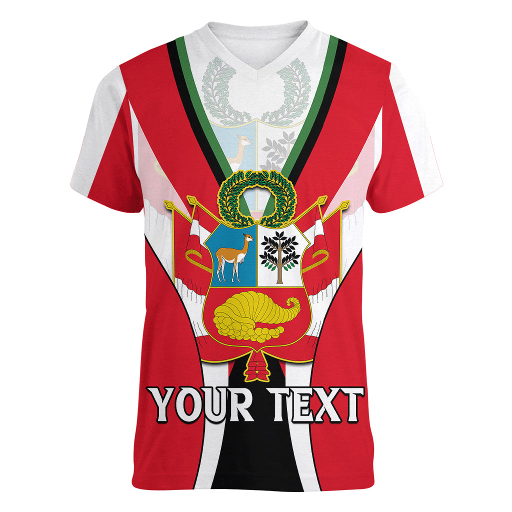 Custom Peru Women V Neck T Shirt National Day - Wonder Print Shop