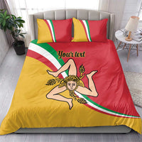 Personalized Sicily flag duvet set with two matching pillows, red and yellow flag artwork