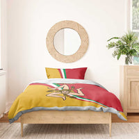 Personalized Sicily flag bedding set, yellow and red duvet with cherub and green stripes