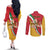 Personalized Italy Bandiera Della Sicilia Couples Matching Off The Shoulder Long Sleeve Dress and Long Sleeve Button Shirt