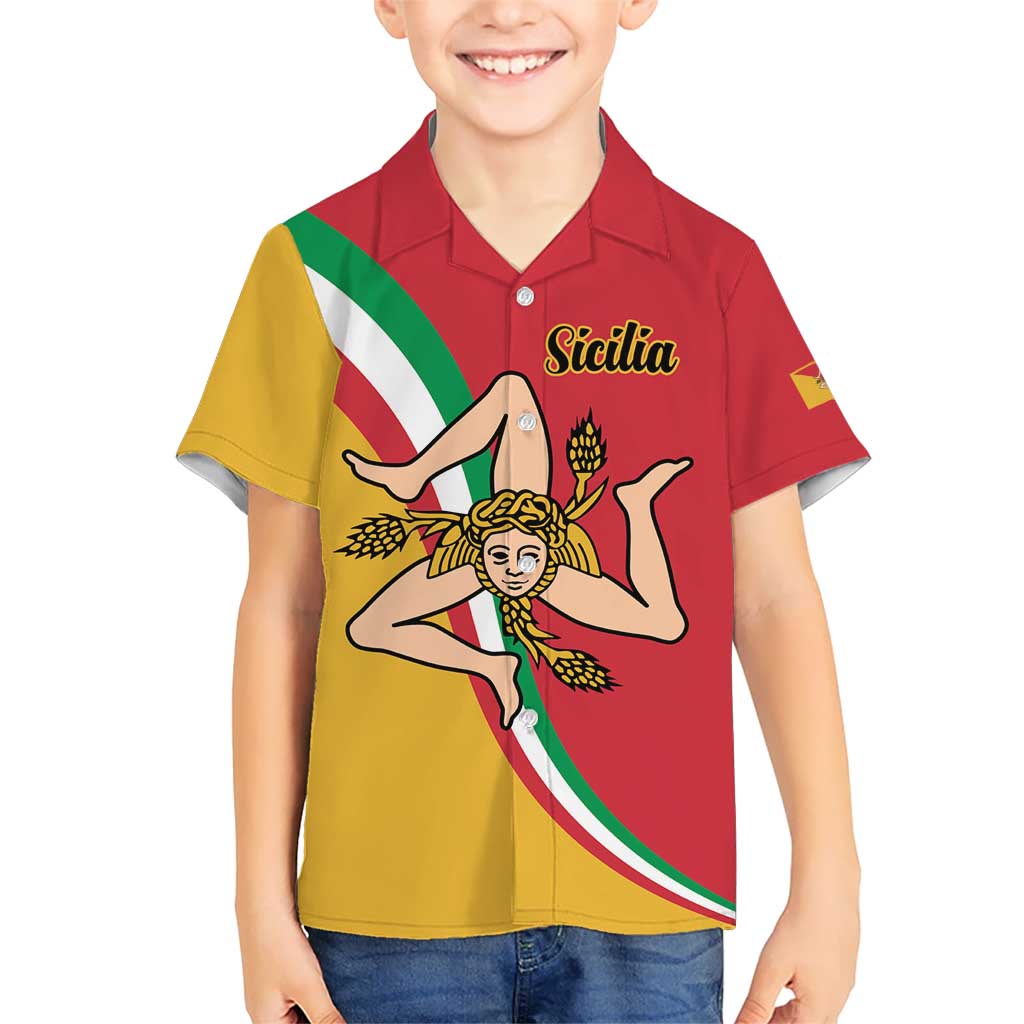 Personalized Italy Bandiera Della Sicilia Kid Hawaiian Shirt - Wonder Print Shop