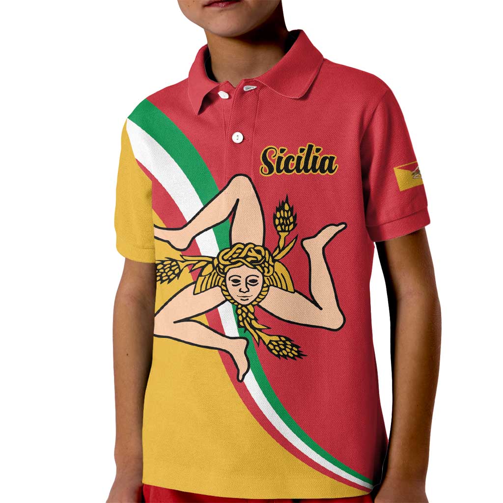 Personalized Italy Bandiera Della Sicilia Kid Polo Shirt - Wonder Print Shop