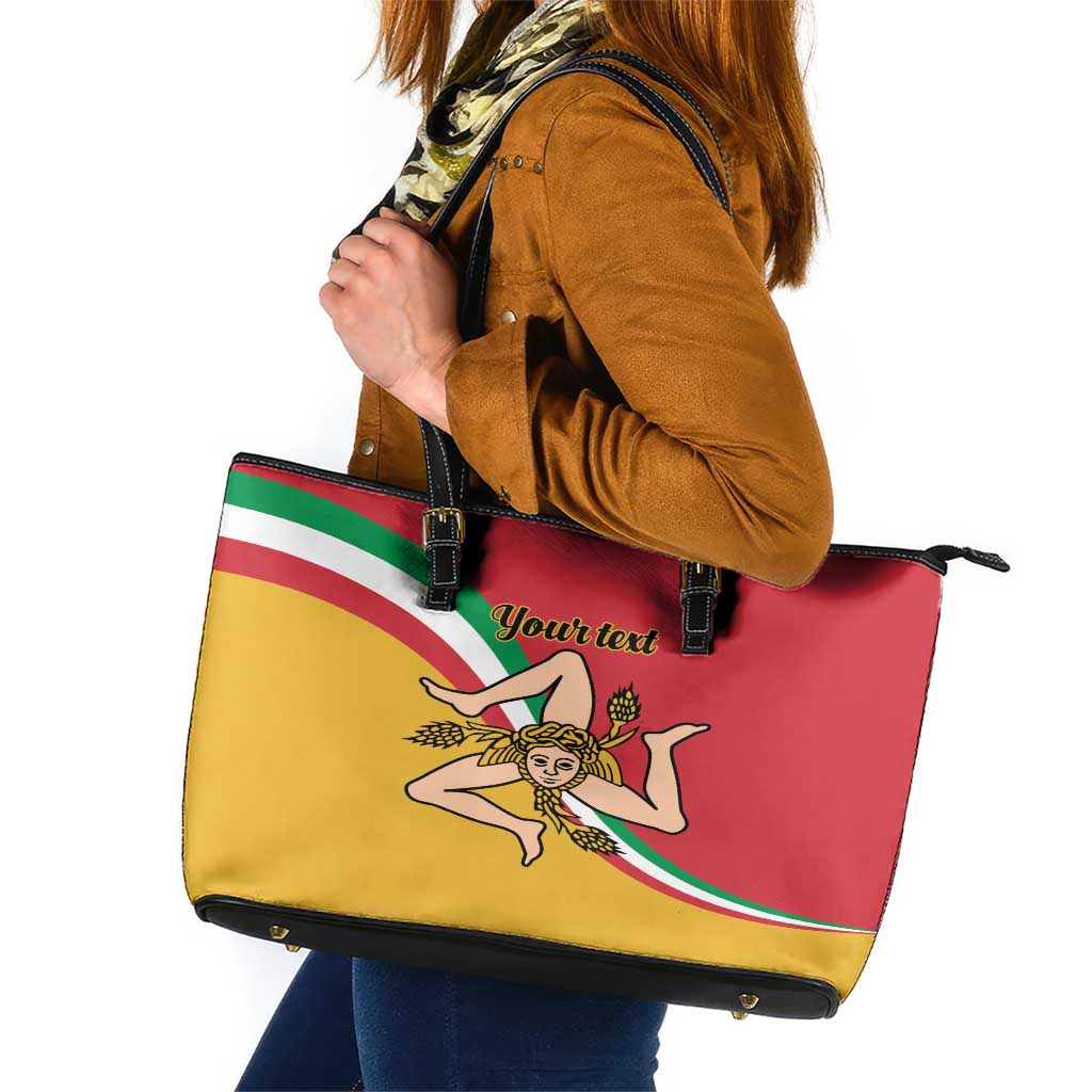 Personalized Italy Bandiera Della Sicilia Leather Tote Bag - Wonder Print Shop