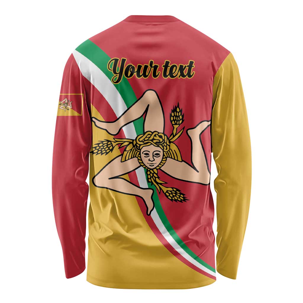 Back-view long-sleeve shirt with Sicilia graphic and customizable 'Your text'