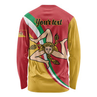 Back-view long-sleeve shirt with Sicilia graphic and customizable 'Your text'