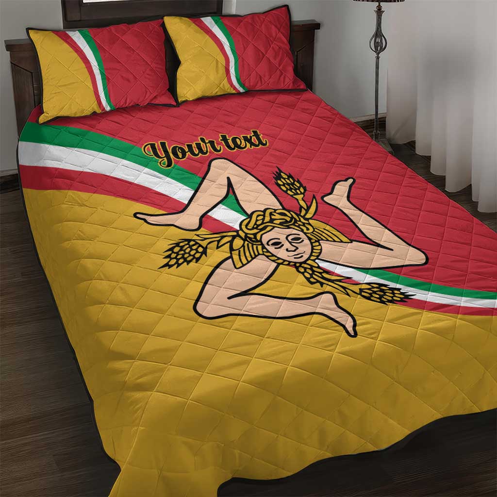 Personalized Italy Bandiera Della Sicilia Quilt Bed Set - Wonder Print Shop