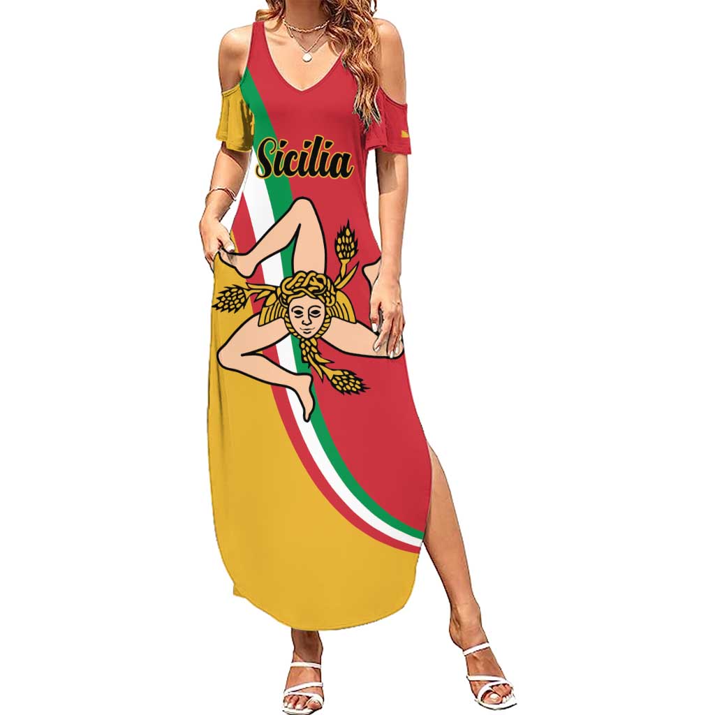 Personalized Italy Bandiera Della Sicilia Summer Maxi Dress