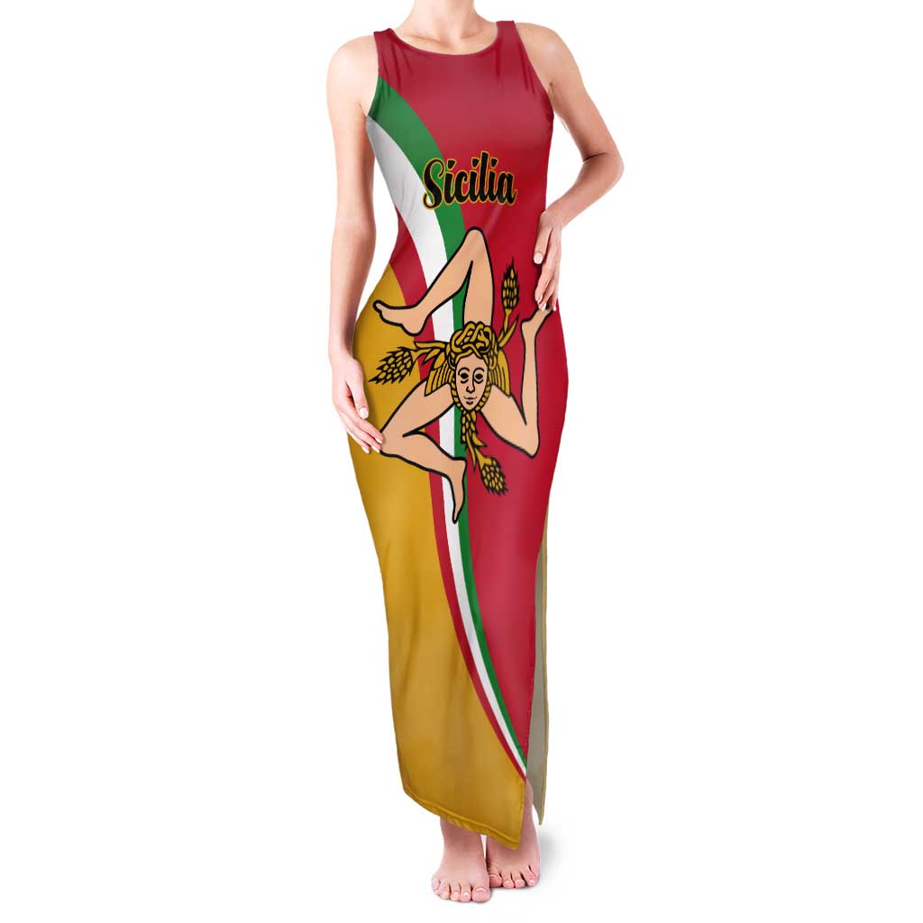 Personalized Italy Bandiera Della Sicilia Tank Maxi Dress