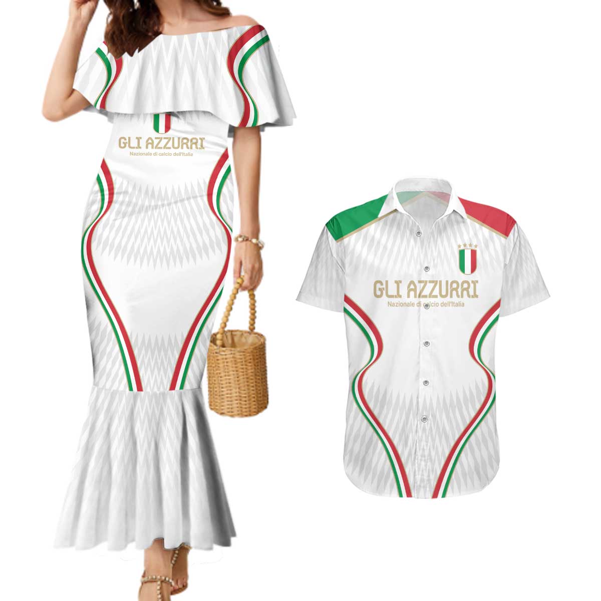 Custom Italy Football Couples Matching Mermaid Dress and Hawaiian Shirt Gli Azzurri Sporty Style LT9 - Wonder Print Shop