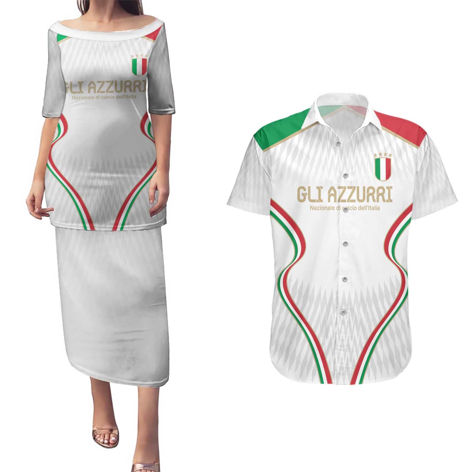 Custom Italy Football Couples Matching Puletasi and Hawaiian Shirt Gli Azzurri Sporty Style LT9 - Wonder Print Shop