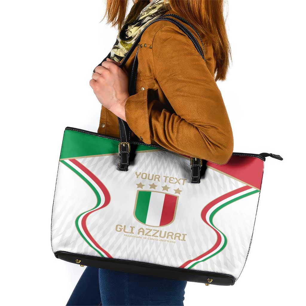 Custom Italy Football Leather Tote Bag Gli Azzurri Sporty Style - Wonder Print Shop