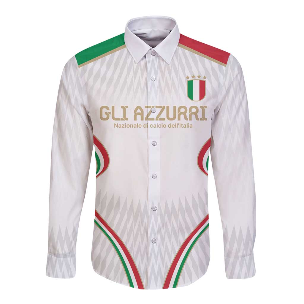 Custom Italy Football Long Sleeve Button Shirt Gli Azzurri Sporty Style - Wonder Print Shop