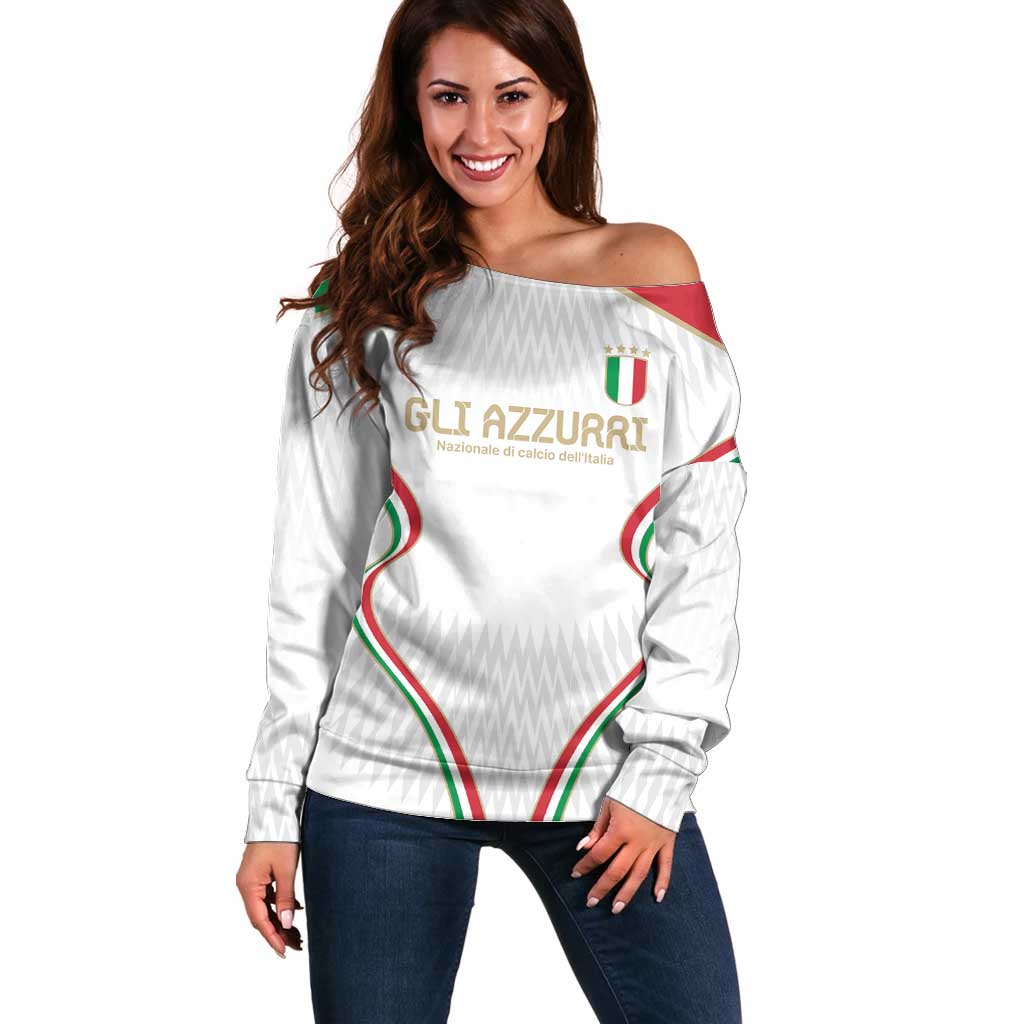 Custom Italy Football Off Shoulder Sweater Gli Azzurri Sporty Style - Wonder Print Shop