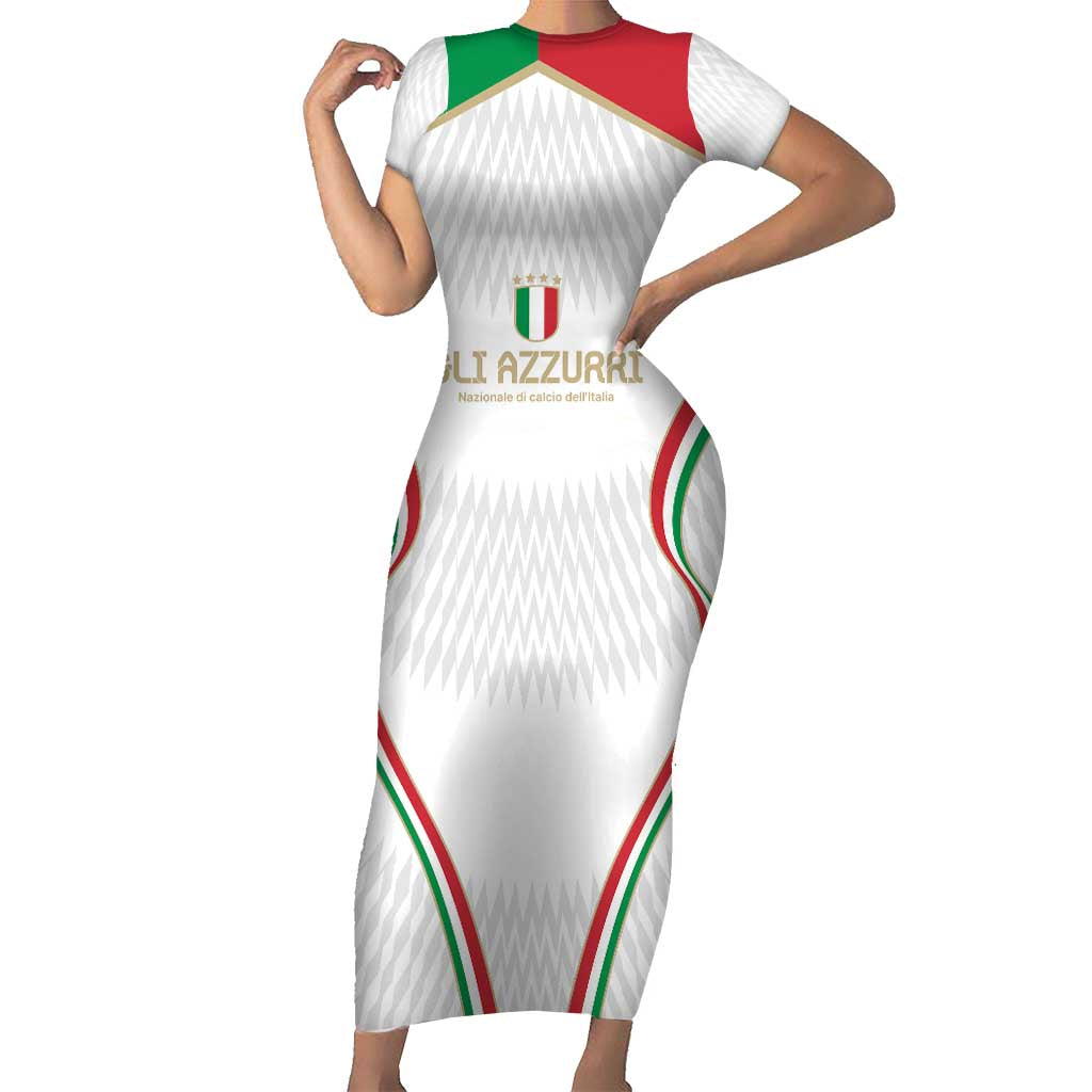 Custom Italy Football Short Sleeve Bodycon Dress Gli Azzurri Sporty Style