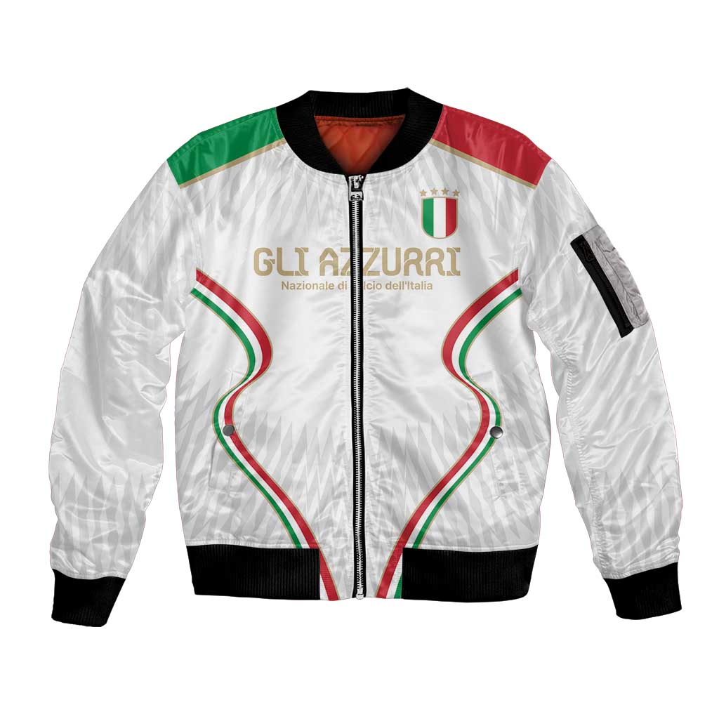 Custom Italy Football Sleeve Zip Bomber Jacket Gli Azzurri Sporty Style