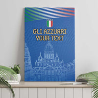 Blue canvas wall art with Italian crest, “GLI AZZURRI YOUR TEXT” and Pisa tower line art
