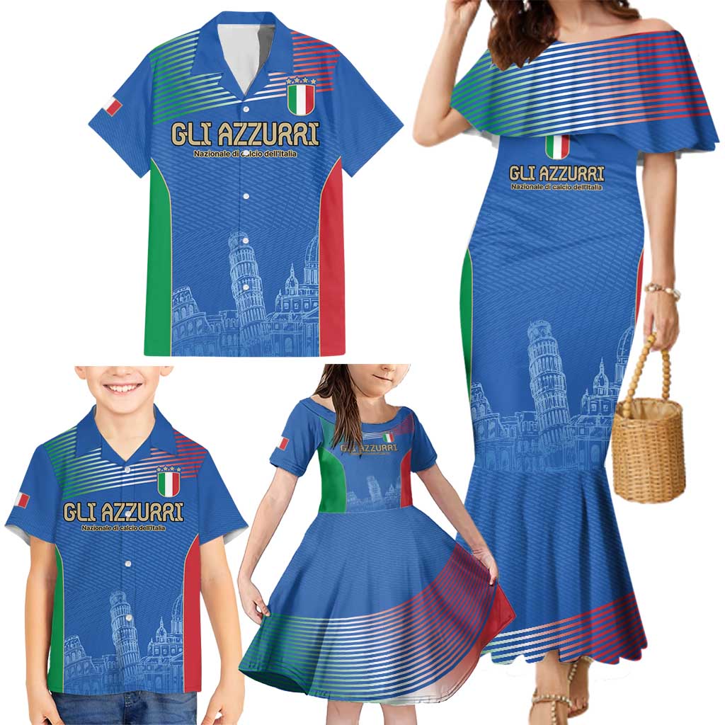 Custom Italy Football Family Matching Mermaid Dress and Hawaiian Shirt Special Pisa Tower LT9 - Wonder Print Shop