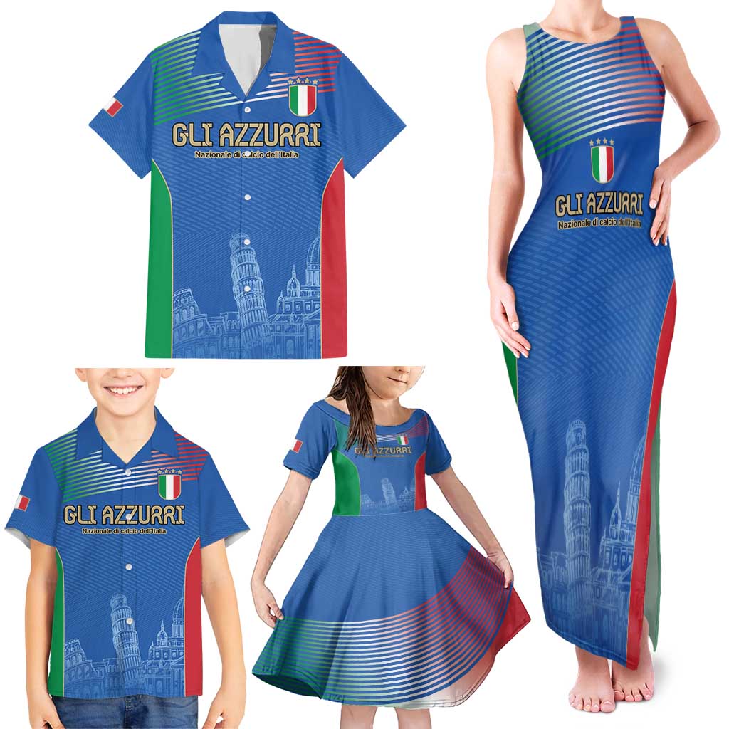 Custom Italy Football Family Matching Tank Maxi Dress and Hawaiian Shirt Special Pisa Tower - Wonder Print Shop