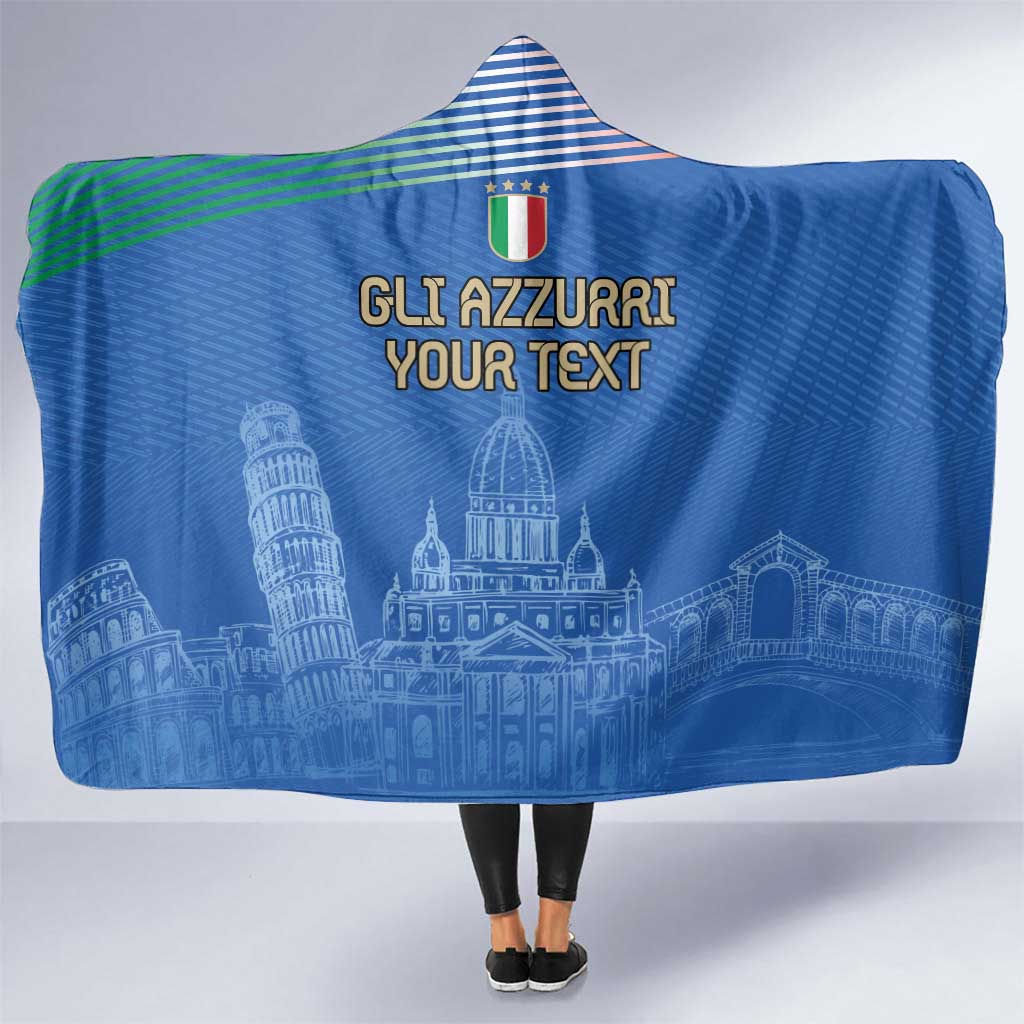 Custom Italy Football Hooded Blanket Special Pisa Tower