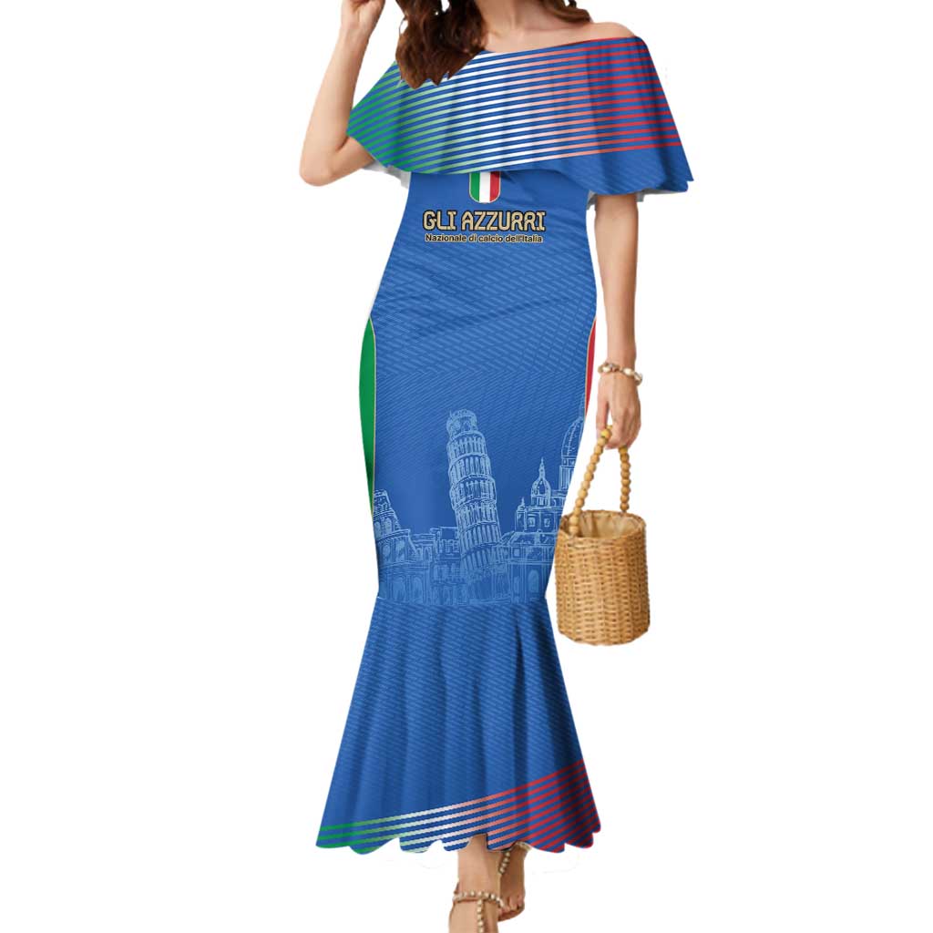 Custom Italy Football Mermaid Dress Special Pisa Tower - Wonder Print Shop