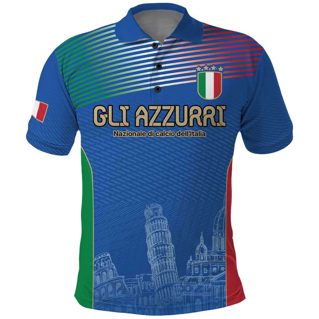 Custom Italy Football Polo Shirt Special Pisa Tower - Wonder Print Shop