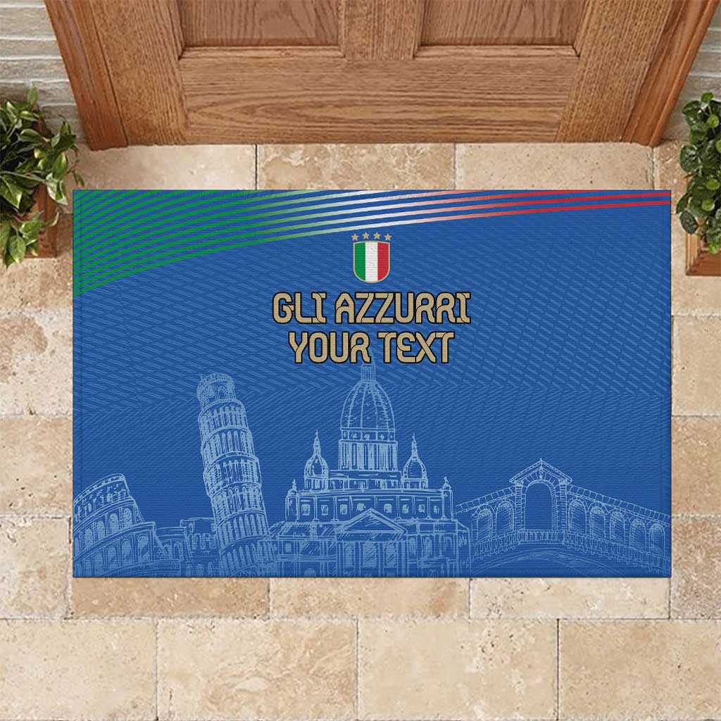 Custom Italy Football Rubber Doormat Special Pisa Tower - Wonder Print Shop