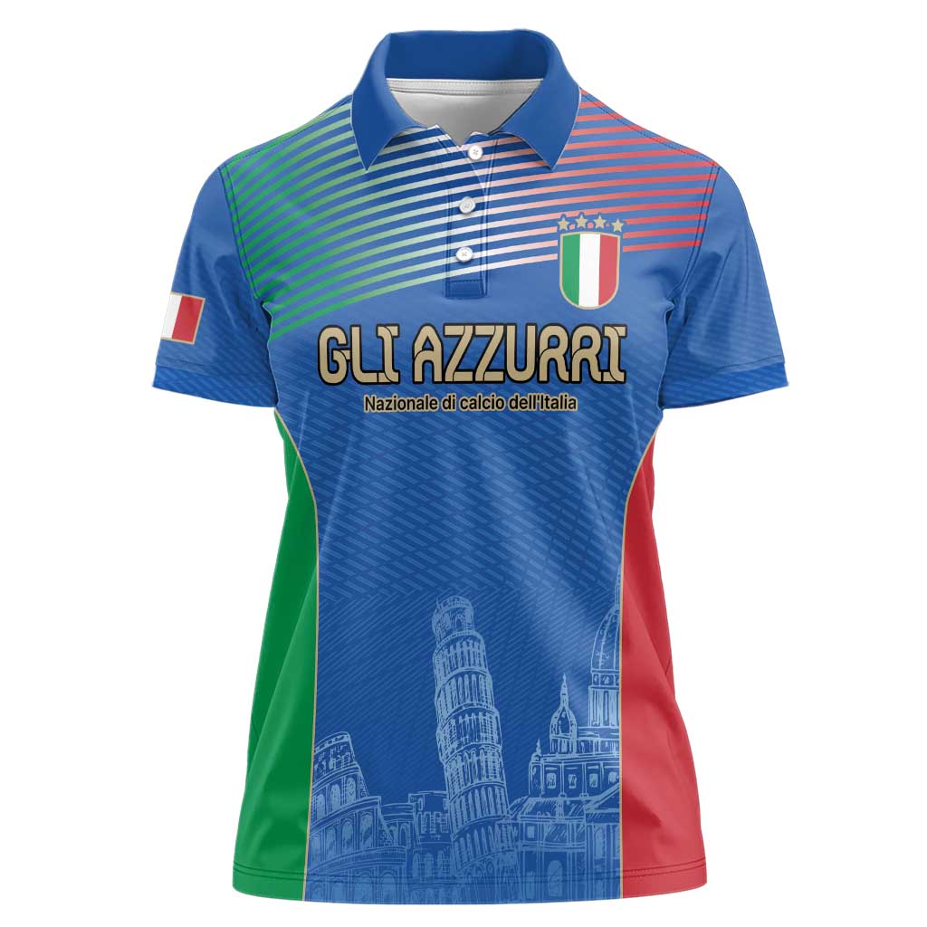 Custom Italy Football Women Polo Shirt Special Pisa Tower