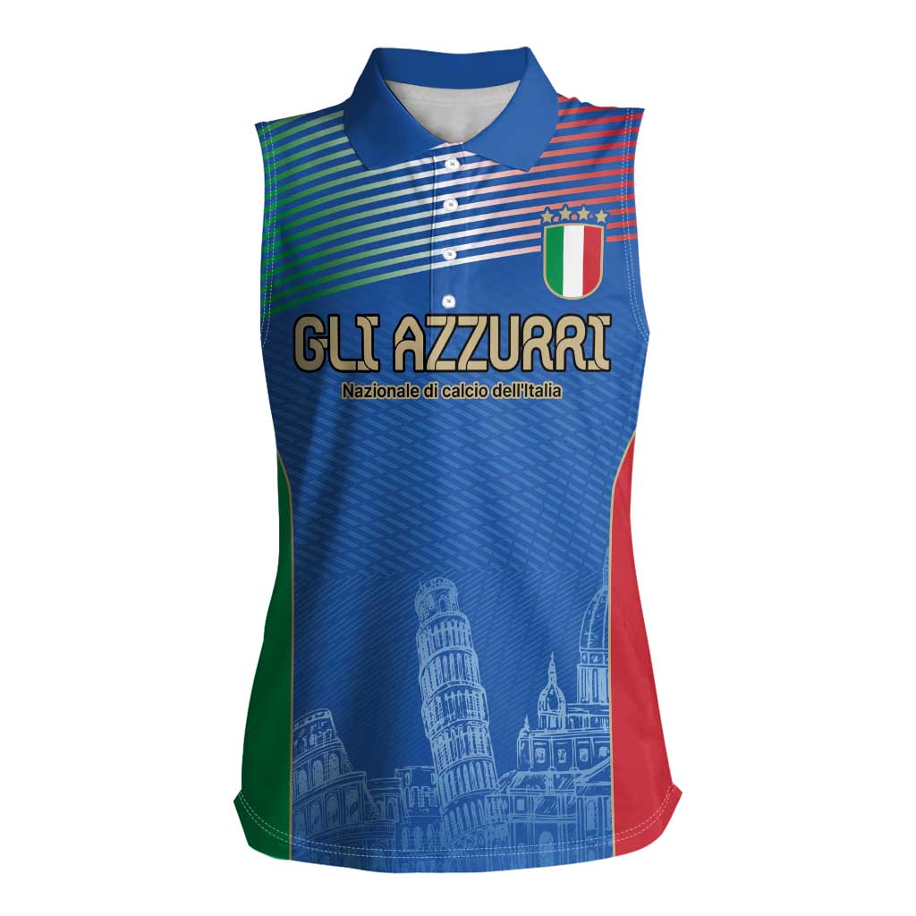 Custom Italy Football Women Sleeveless Polo Shirt Special Pisa Tower