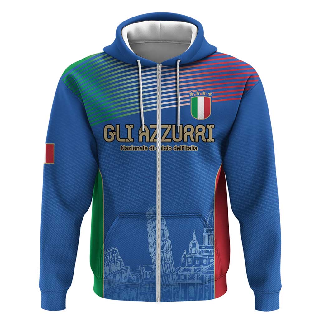 Custom Italy Football Zip Hoodie Special Pisa Tower