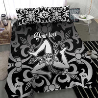 Black and white duvet cover bedding set with baroque floral angel motif and pillow set