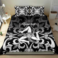 Black and white duvet cover bedding set with central angel illustration and floral swirls