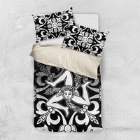 Black and white duvet cover bedding set with pillowcases, featuring baroque angel motif