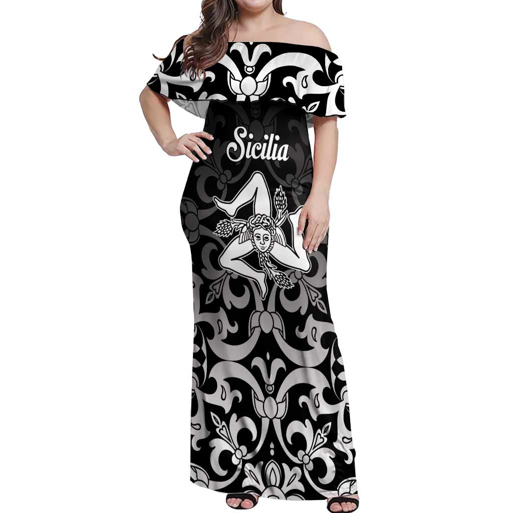 Personalized Italy Trinacria Sicily Off Shoulder Maxi Dress - Wonder Print Shop