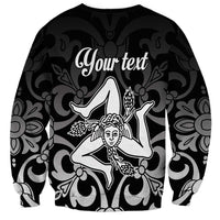 Black unisex crewneck sweatshirt with 'Your text' and angel graphic