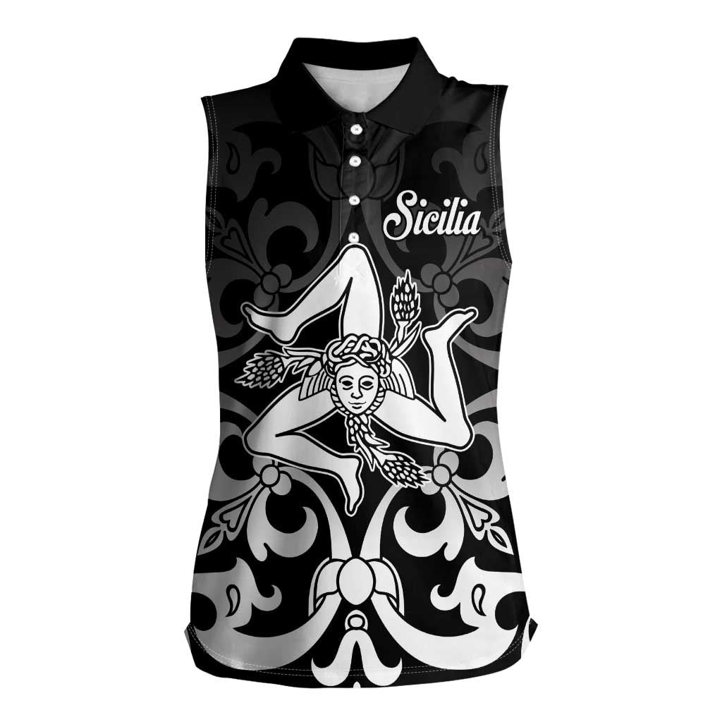 Personalized Italy Trinacria Sicily Women Sleeveless Polo Shirt